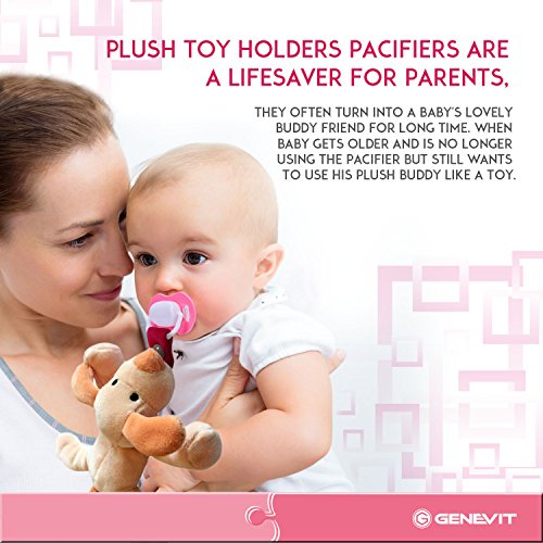 Baby Pacifier with Stuffed Animal Dog Toy Attached Detachable for