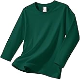 PATPAT Boys Long Sleeve Shirts Cotton Solid Crew Neck Basic Shirts 5-16 Years