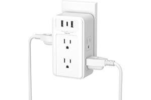 BN-LINK Multi Plug Outlet, 6 Wall Outlet Extender with 3 USB Charging Ports (1 USB C) Total 3.4A, 3-Sided Outlets Splitter Multiple Outlet Wall Plug for Home Office Dorm Room
