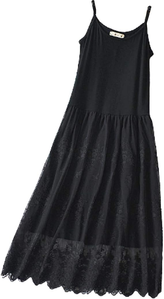 Amazon Co Jp ナイトワン インナー ワンピース レディース レースチュール マキシワンピ 重ね着 ペチコート チュールワンピ ロング スリップ ブラック 服 ファッション小物