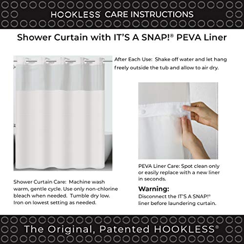 Hookless Fabric 3in1 Shower Curtain Set with PEVA Snapin Liner and