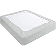 Box Spring Cover Queen, Elastic Fabric Wrap Around 4 Sides Bed Skirt, Sleek Alternative for Bed Skirts for Hotel/Home, Fits Box Springs up to 13”, Light Grey