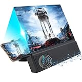 12'' 3D Screen Magnifier with Bluetooth Speaker, HD Protable Movies Amplifier with Foldable Holder Stand, Support iPhone Xs Max/X / 8/8 Plus and Android All Smartphones