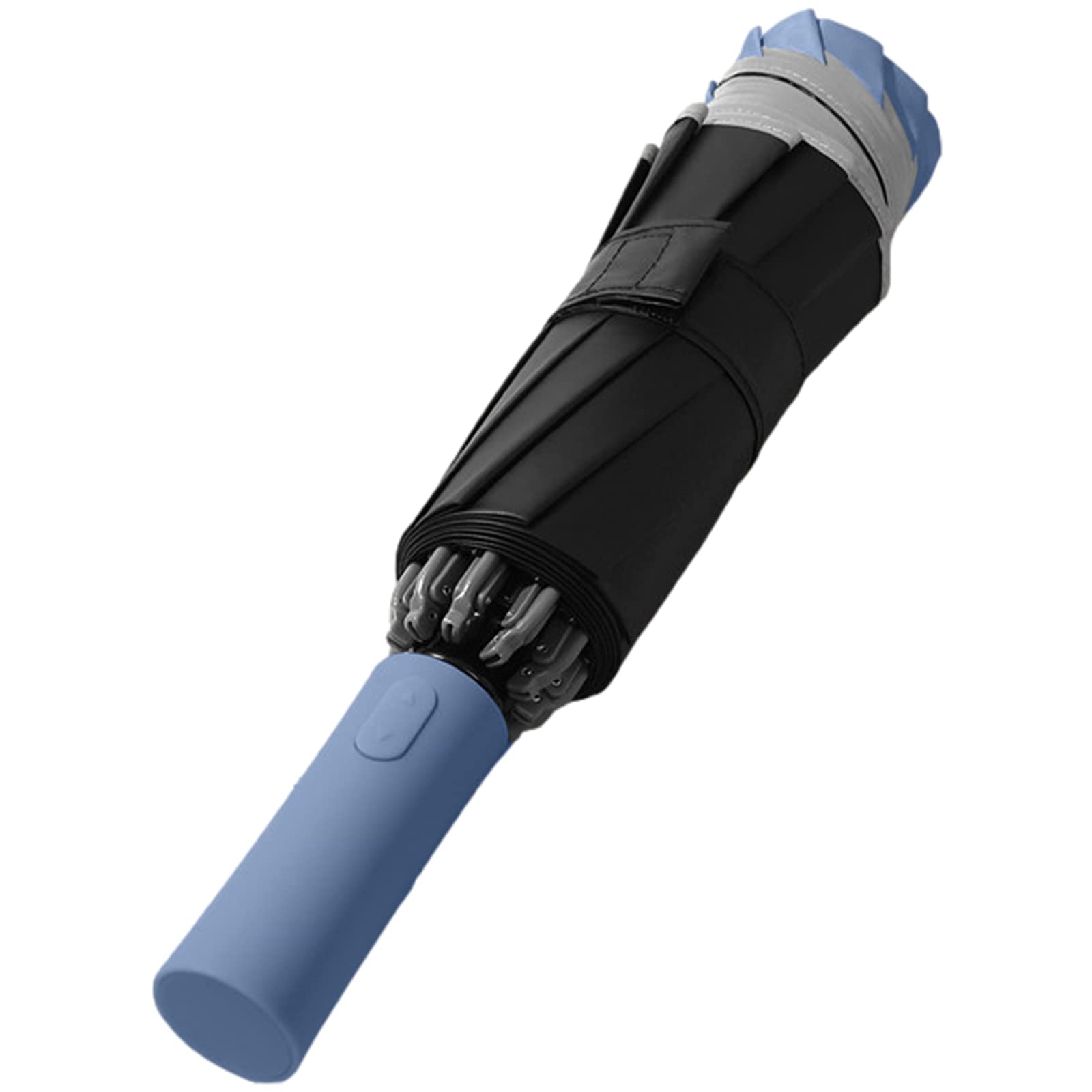 aromm Compact Umbrella Travel Windproof Double Canopy Construction Auto Open Close Button Blue Haze
