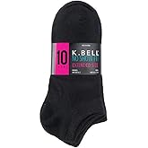 K. Bell Ladies' No Show Sock, 10-pair, Extended size, Shoe Size 8-12