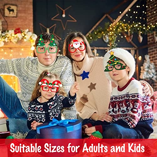 3 otters Christmas Paper Eyeglasses, 12PCS Xmas Paper Glasses Frames Funny Party Eyewear for Kids Adults Christmas Party Favors