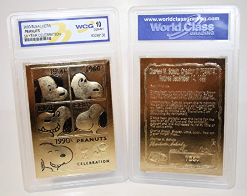 SNOOPY PEANUTS 23K Gold Card Sculpted 50th Anniversary CHARLIE BROWN GEM MINT 10