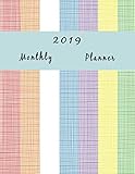 2019 Monthly Planner: Schedule Organizer Beautiful Lovely Colorful line background theme vector art by Victoria Mann