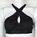 Women's Sexy Strappy Hollow Crisscross Back Front Hanging Neck Support Yoga Gym Sports Short Slim T-shirt Tubes Bra Tops (L)
