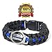 Police Para-cord Survival Bracelet Police Thin Blue Line Large 9 in 1/4 inches 10% of Sales Donated to Police Department of Your Choice One Piece Black and Blue