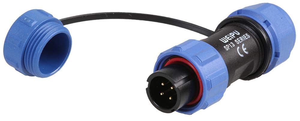 PRO ELEC 4-Pole Circular Threaded Connector Plug – 5–8mm Cable, IP68 Waterproof, Gold Contacts, Nylon Body, 200V AC, 5A – PELR0116