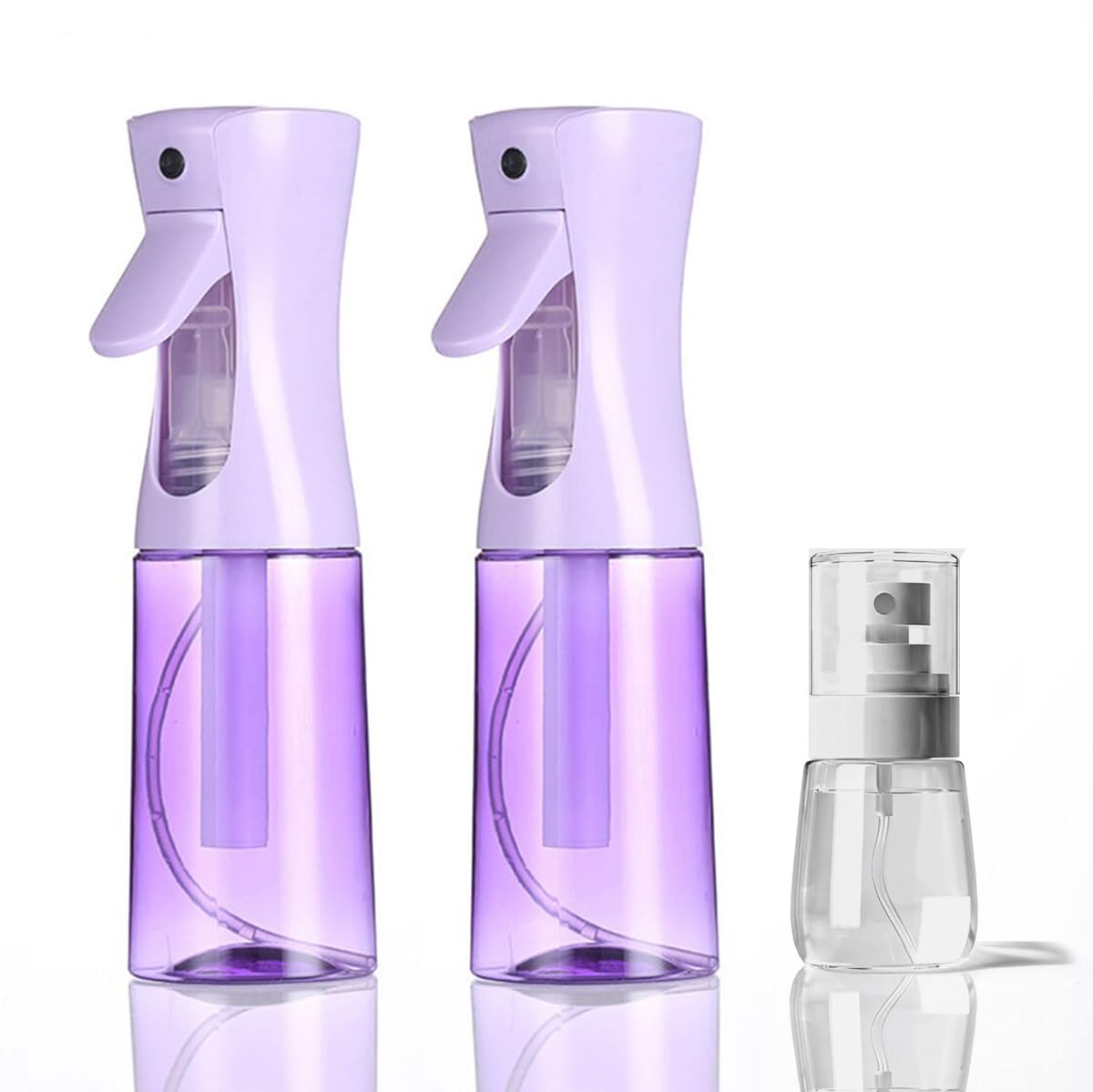 Photo 1 of 3 Pack Spray Bottles, 2-Pack Continuous Spray Bottles,Fine Water Mist Spray Bottles for Hair 6.8 OZ (200 ML) and 1oz 30ml Travel Spray Bottle Mister for Cleaning,Hairstyling,Plants,Barbers,Purple