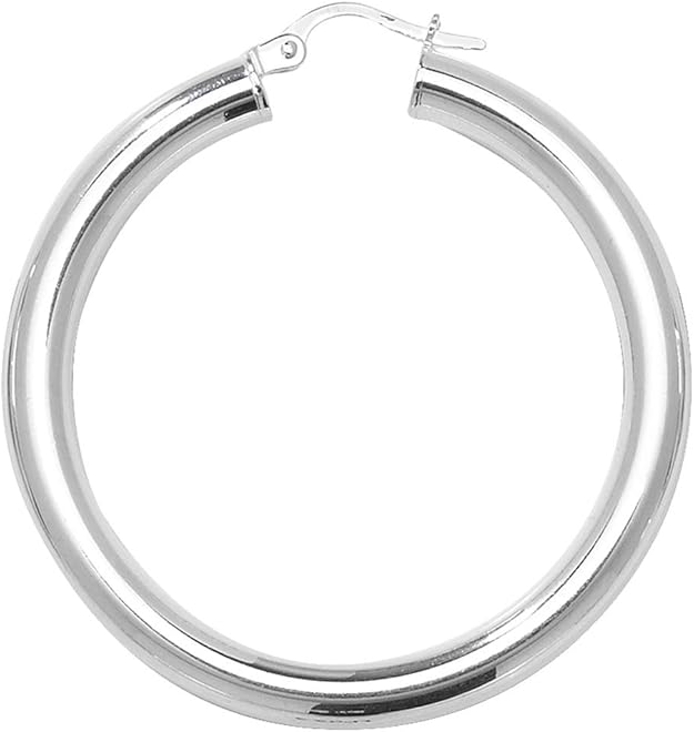 Sterling Silver 4MM Thick 40MM Hoop Earrings Amazon.co.uk Jewellery