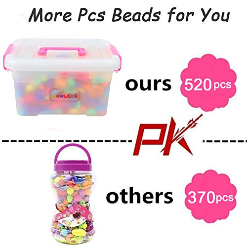 Conleke Pop Snap Beads Set 520 PCS for Kids Toddlers Creative DIY Jewelry Toys - Making Necklace,Bracelet and Ring - Ideal Christmas Birthday Gifts for 4,5,6,7,8 Year Old Girls (Box Packaging) - Thumbnail 4
