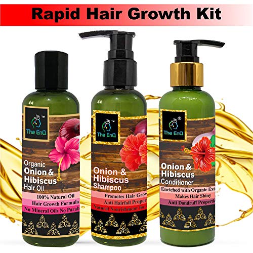 The EnQ Miracle Rapid Hair Growth Kit with Organic Onion and Hibiscus