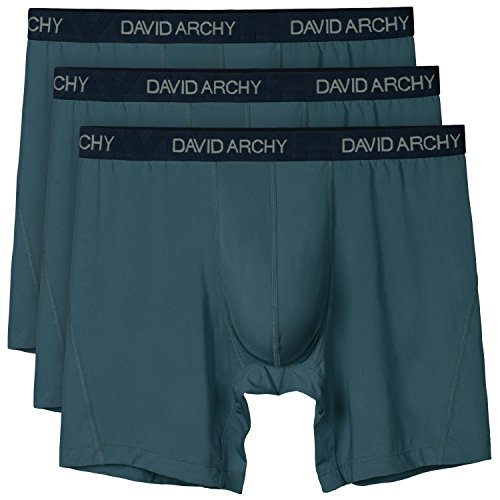 David Archy 3 Pack Men's Ultra Fast Dry Performance Boxer Briefs (M, 3pc-Stripe Blue)