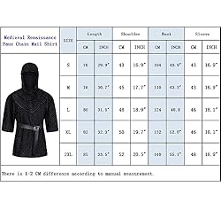 Renaissance Faux Chain Mail Armor Tunic Shirt Coif