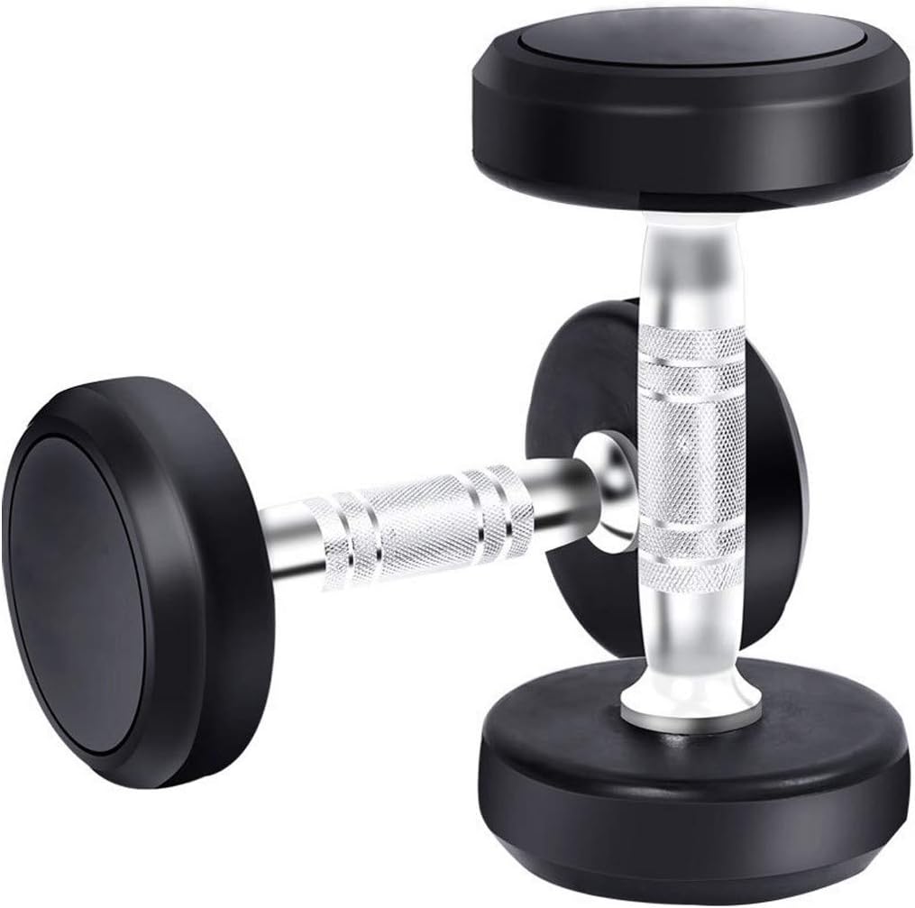 Timegard 50LB Dumbbells in The Round Rubber for Strength Training Weight Loss Home Sports (Single one)