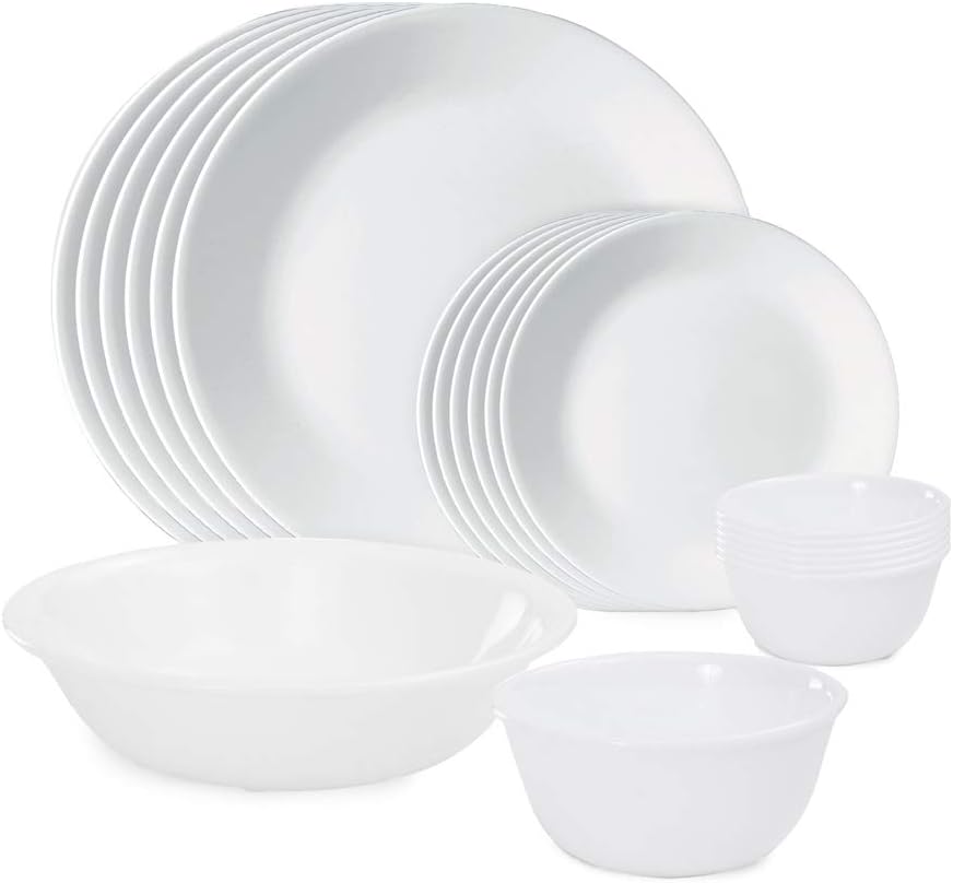Buy Corelle Winter Frost White Glass 20pcs Dinner Set Online At Low Prices In India Amazon In