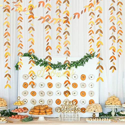 52 Ft Fall Orange Party Decorations Kit Autumn Paper Leaf Garland Streamer Yellow leaves Banner for Wedding Bridal Shower Birthday Baby Shower Engagement Halloween Thanksgiving Party Decor(4 Packs) - Image 5