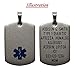 Customized Laser Engraved in the USA Medical Alert Pendant without chain - 8 Lines Personalized