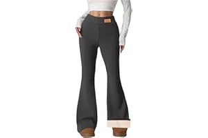 Flare Leggings for Women High Waisted Fleece Lined Yoga Pants Warm Workout Pants Tummy Control Stretchy Leggings