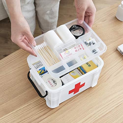 YHLVE Household Portable Medicine Box,Plastic 2 Layer Health First Aid Case Storage Box