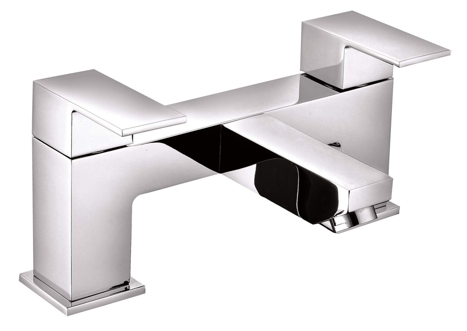 VeeBath Munro Square Bath Filler Taps, Bathroom Bath Filler Mixer Tap Double Lever Tub Tap-Chrome