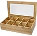 Estilo Tea Box Organizer, Premium Bamboo Tea Bag Storage Box with 10 Compartments, Storage Bin for Kitchen Cabinets, Countertops, Pantry