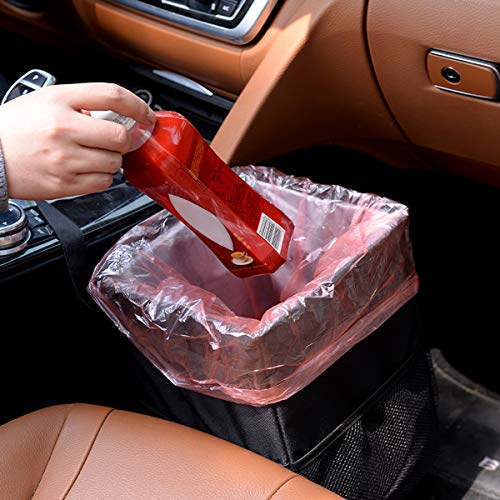 AllinOne Car Trash Can Heavy Duty Drive Bin Premium Hanging Wastebasket, Black - Thumbnail 2