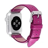 5 Colors for Apple Watch Bands 42mm, Fullmosa Jan Lichi Calf Leather Replacement Band/Strap with Stainless Steel Clasp for Apple iWatch Series 1 2 3 Sport and Edition Versions 2015 2016 2017,Rosy