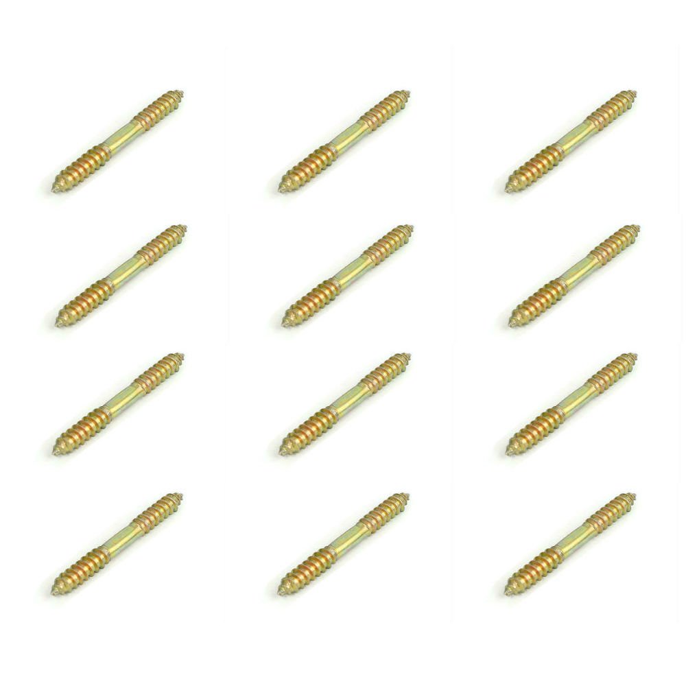 AKOAK 12 Count M8 x 75mm Double Ended Thread Wood to Wood Fixing Dowel Screws Fastener Connections for Bookcases,Cabinets,Furniture,etc