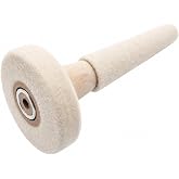 Waymil Inside Ring &amp; Bracelet Combination Felt Buff, Solid Wool Felt Polishing Buff with Wheel and Tapered Ring Section, Wood Mandrel Jewelry Buffing Tool for Ring and Bracelet Polishing