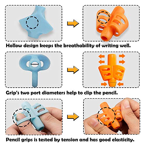 Pencil Grips-Handwriting Pencil Aid Grip for Kids, Soft Silicone Ergonomic Posture Correction Grip for Pencil ,Teach Writing Tool for Preschoolers Adults or Special Needs Lefties or Righties (6pcs)