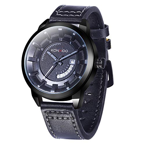 Kossfer Men Watches Chronograph Waterproof Analog Quartz Wrist Watch - Casual Fashion Watches with Leather Band