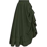 SCARLET DARKNESS Maxi Skirts for Women Renaissance Skirt Long Flowy Layered Medieval Skirt
