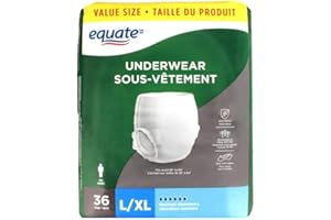 Equate Men’s Maximum Absorbency Protective Underwear, Large/XL 36 Count (Pack of 1)