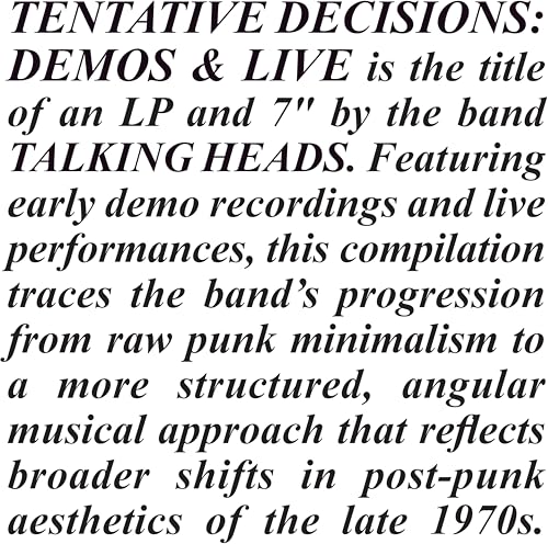 Tentative Decisions: Demos & Live [VINYL]