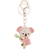 Reizteko Small Cute Koala Sloth Gift Key Ring Full Diamond Inlaid Iuxury Car Key Chain Pendant
