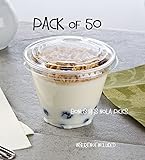50 Count Plastic CLEAR 9 oz Squat Cup and Non-vented Flat Lid, Parfait Cup w/ Signature Party Picks