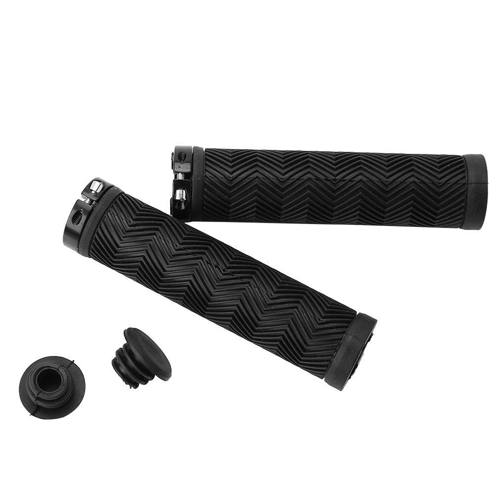 Keenso Rubber Handlebar Grips, Comfort and Durability, Mountain Bike Grips, 22mm Size, Unilateral Metal Lock, for Mountain Biking, Road Biking, City Biking, and Folding Bikes