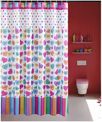 MQMY smooth waterproof prevent mildew polyester shower curtain bath curtain hanging curtain partition curtain window curtains love heart pattern thickening (（height）180200cm（width）)