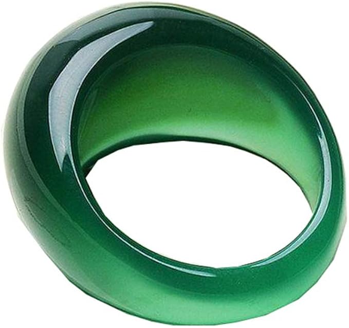 Real Green Jade Ring Crystal Chalcedony Ring Tail Agate Rings Men Women