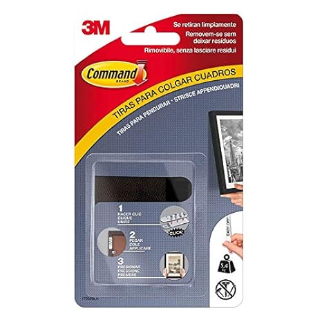 Command 17202BLK Pack de 4 tiras para cuadros pequeñas, color negro, Set de 4 Piezas