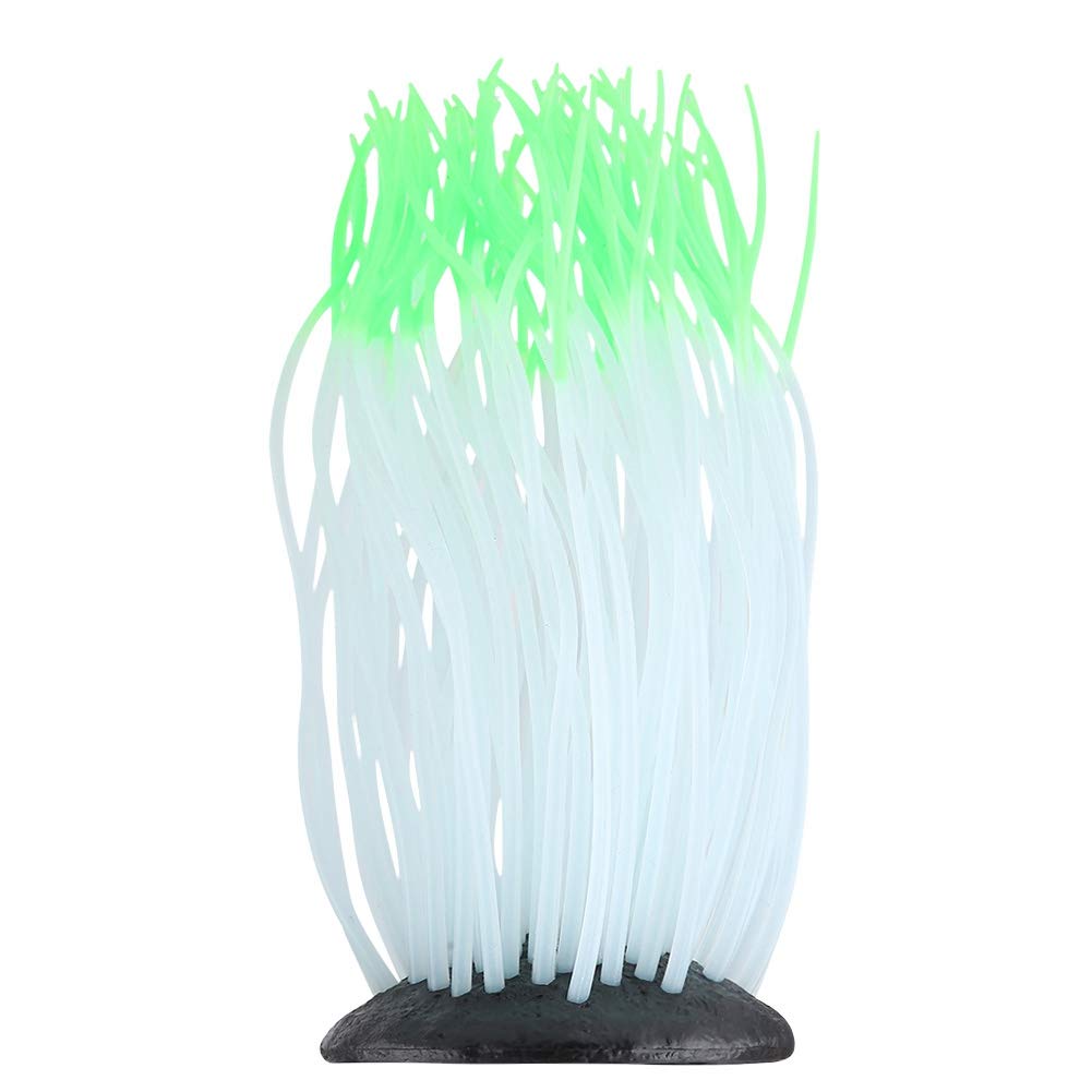 Mumusuki Simulation Artificial Silicone Luminous Sea Anemone Coral Ornament for Aquarium Fish Tank Decoration (green)