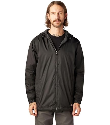 Fleece Lined Nylon Hooded Jacket, DARK NAVY, S at Amazon Men's