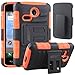 LG Sunrise Case, LG Lucky Case - Armatus Gear (TM) Tactical Hybrid Armor Case Holster Combo Dual Layer Protector with Kickstand For NET10 LG Sunrise L15G and TRACFONE LG Lucky L16C - Orange/Black