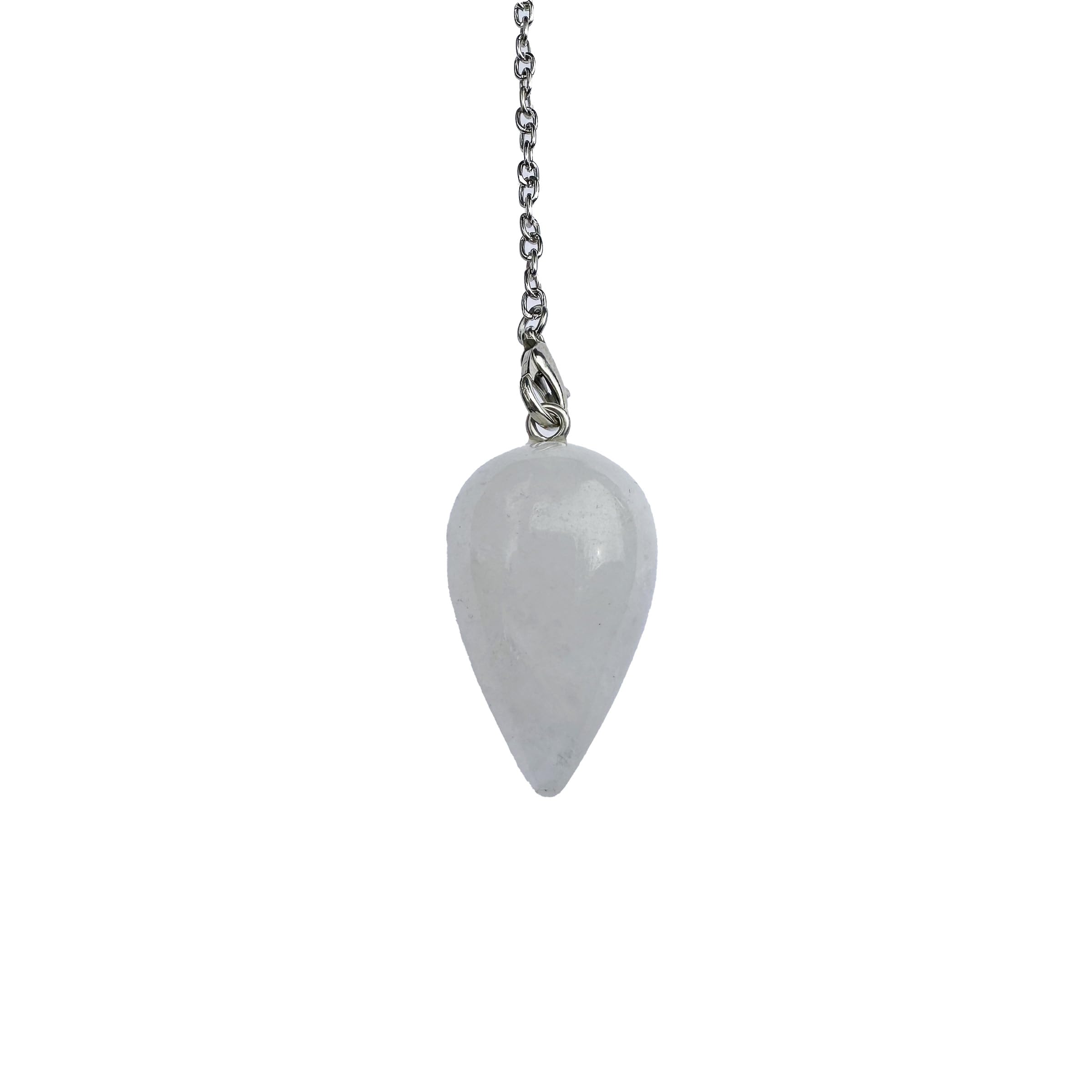 Divination Pendulum with White Quartz Water Drop, Dowsing Pendulum, Natural Stone Pendulum, Vintage Crystal Pendulum for Radiesthesia, Chakra Pendulum (White Quartz)