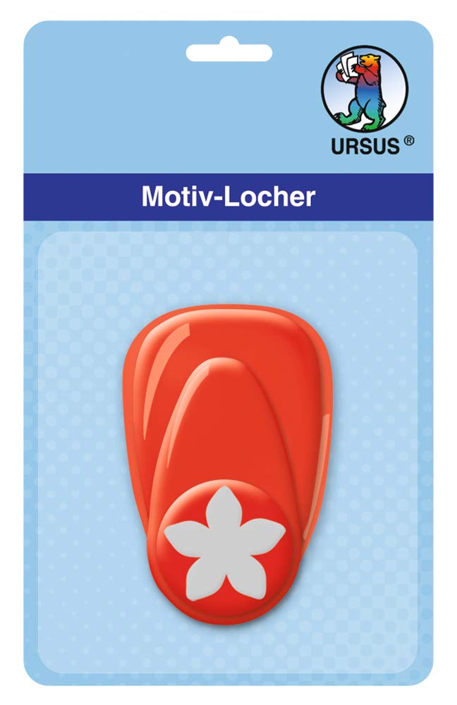 Ursus 19470073 Motif Hole Punch with Lever, Small, Starflower, Approx. 16 mm, red