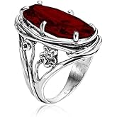 JEAN RACHEL JEWELRY 925 Sterling Silver Ring with Oval Shaped Cubic Zirconia - Floral Wire Wrap Vintage Design - Hypoallergenic, Nickel & Lead-free - Artisan Handcrafted Statement Rings for Women